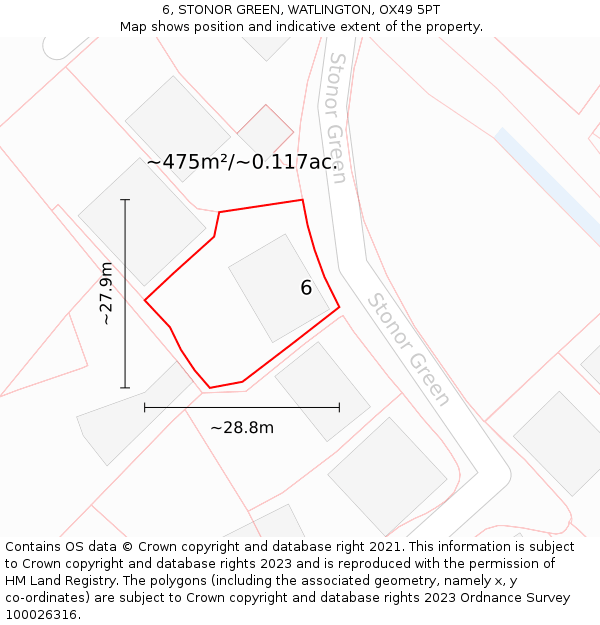 6, STONOR GREEN, WATLINGTON, OX49 5PT: Plot and title map