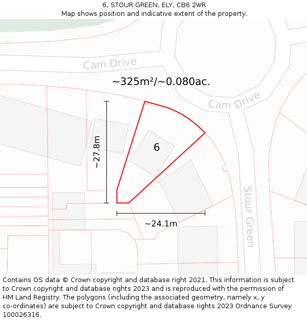 6, STOUR GREEN, ELY, CB6 2WR: Plot and title map