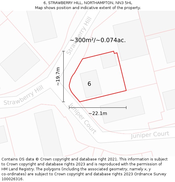 6, STRAWBERRY HILL, NORTHAMPTON, NN3 5HL: Plot and title map