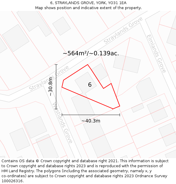 6, STRAYLANDS GROVE, YORK, YO31 1EA: Plot and title map