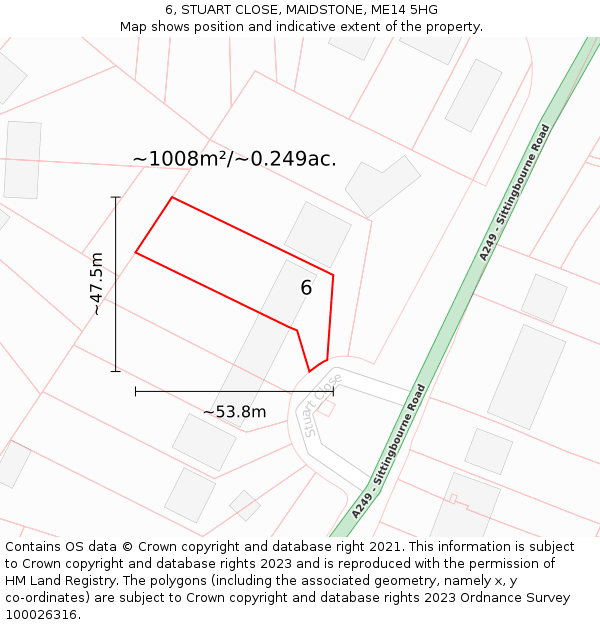 6, STUART CLOSE, MAIDSTONE, ME14 5HG: Plot and title map