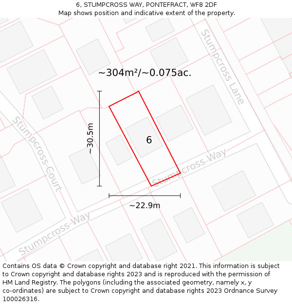 6, STUMPCROSS WAY, PONTEFRACT, WF8 2DF: Plot and title map