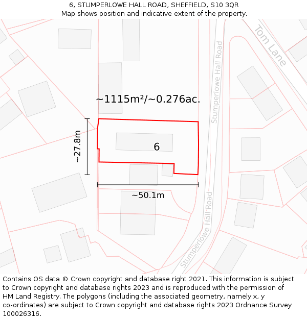 6, STUMPERLOWE HALL ROAD, SHEFFIELD, S10 3QR: Plot and title map