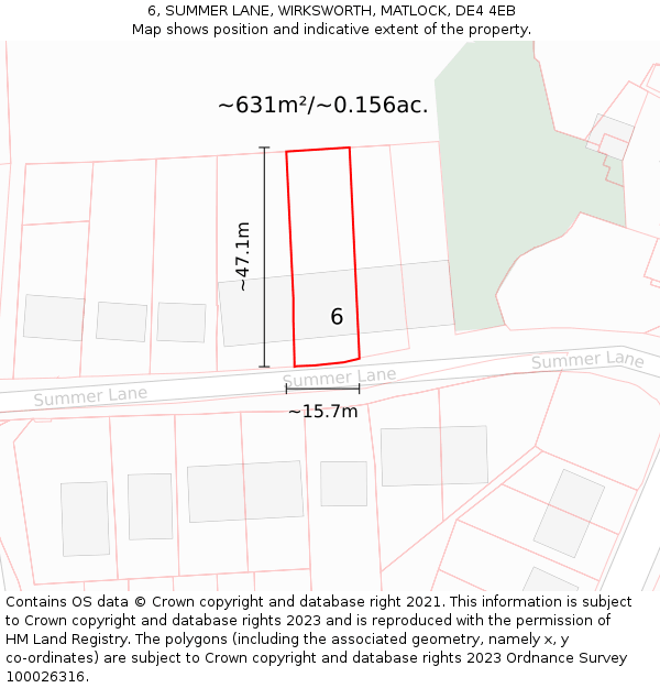 6, SUMMER LANE, WIRKSWORTH, MATLOCK, DE4 4EB: Plot and title map