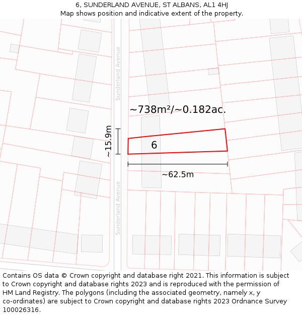6, SUNDERLAND AVENUE, ST ALBANS, AL1 4HJ: Plot and title map