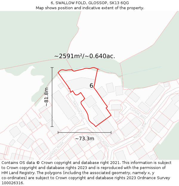 6, SWALLOW FOLD, GLOSSOP, SK13 6QG: Plot and title map