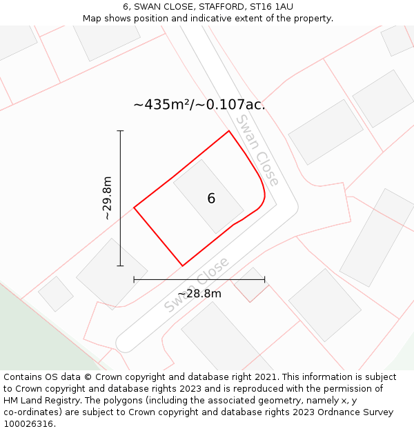 6, SWAN CLOSE, STAFFORD, ST16 1AU: Plot and title map