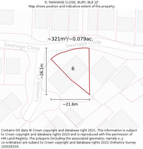 6, SWANAGE CLOSE, BURY, BL8 1JT: Plot and title map