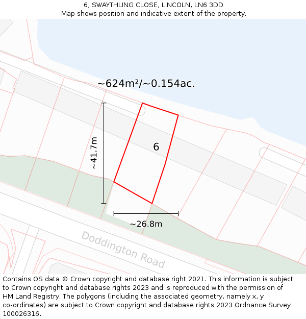 6, SWAYTHLING CLOSE, LINCOLN, LN6 3DD: Plot and title map