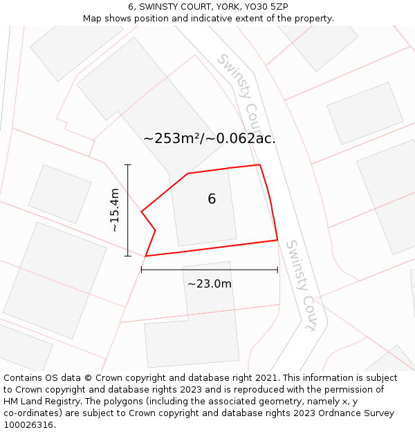 6, SWINSTY COURT, YORK, YO30 5ZP: Plot and title map