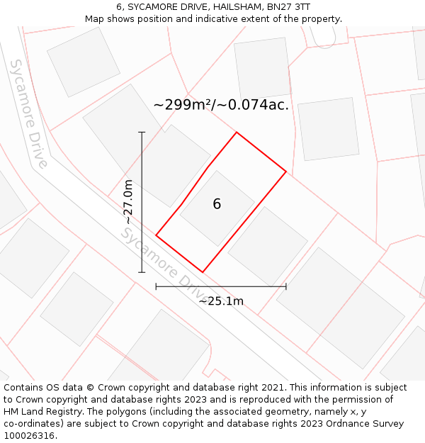 6, SYCAMORE DRIVE, HAILSHAM, BN27 3TT: Plot and title map