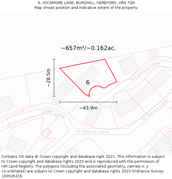 6, SYCAMORE LANE, BURGHILL, HEREFORD, HR4 7QR: Plot and title map