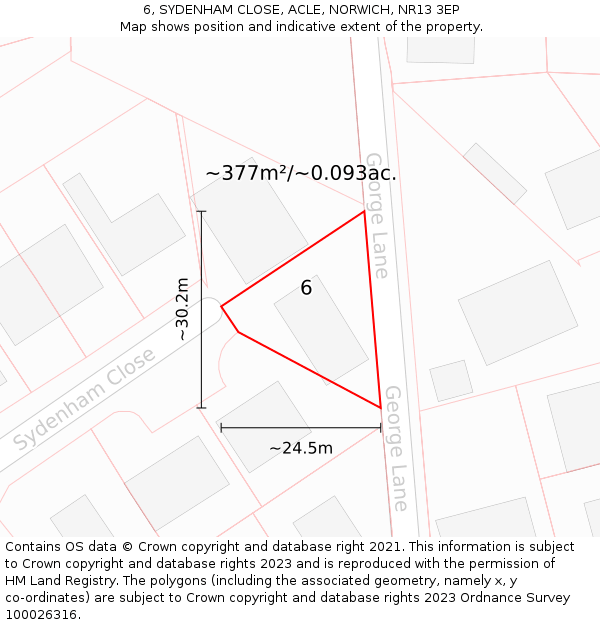 6, SYDENHAM CLOSE, ACLE, NORWICH, NR13 3EP: Plot and title map