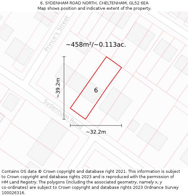 6, SYDENHAM ROAD NORTH, CHELTENHAM, GL52 6EA: Plot and title map