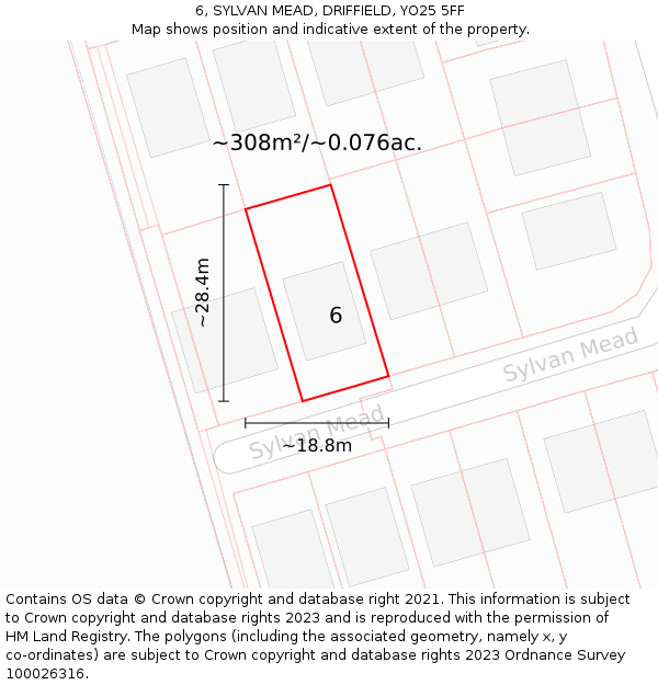 6, SYLVAN MEAD, DRIFFIELD, YO25 5FF: Plot and title map