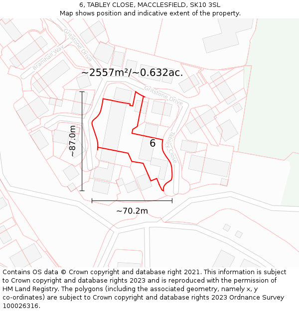 6, TABLEY CLOSE, MACCLESFIELD, SK10 3SL: Plot and title map