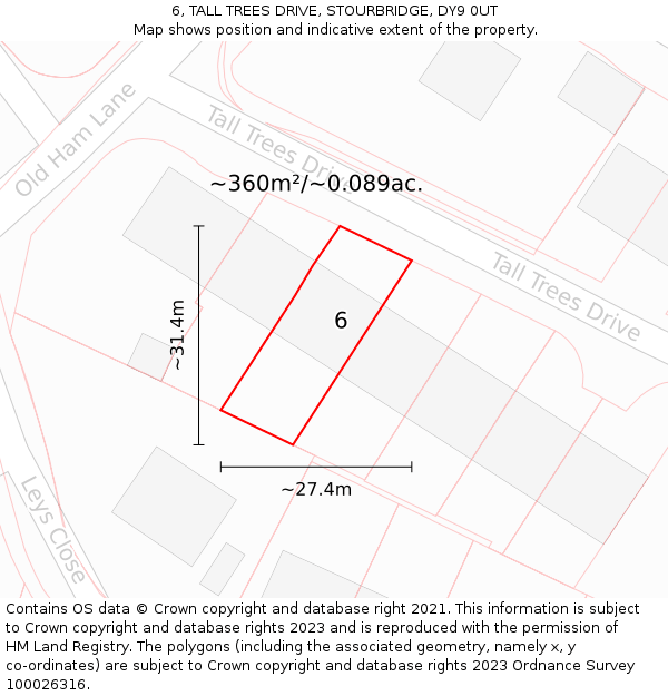 6, TALL TREES DRIVE, STOURBRIDGE, DY9 0UT: Plot and title map