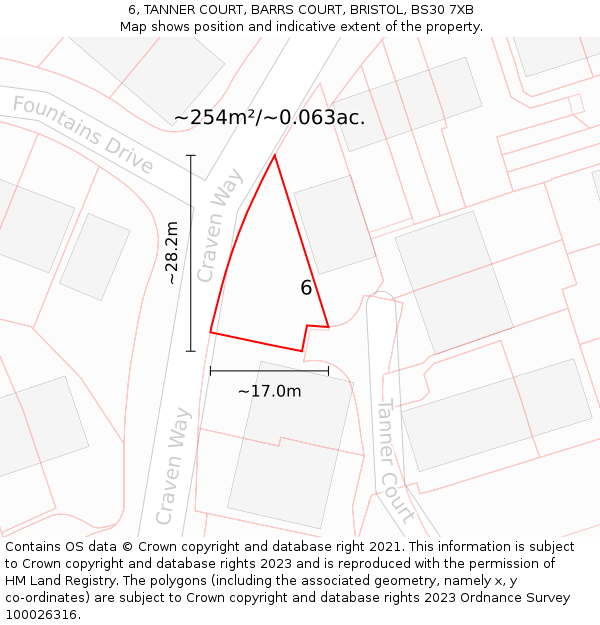 6, TANNER COURT, BARRS COURT, BRISTOL, BS30 7XB: Plot and title map