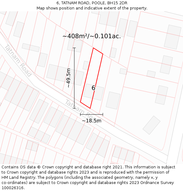 6, TATNAM ROAD, POOLE, BH15 2DR: Plot and title map