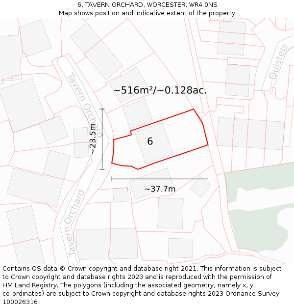 6, TAVERN ORCHARD, WORCESTER, WR4 0NS: Plot and title map