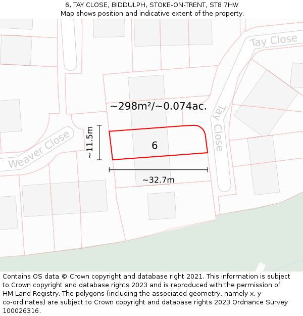 6, TAY CLOSE, BIDDULPH, STOKE-ON-TRENT, ST8 7HW: Plot and title map