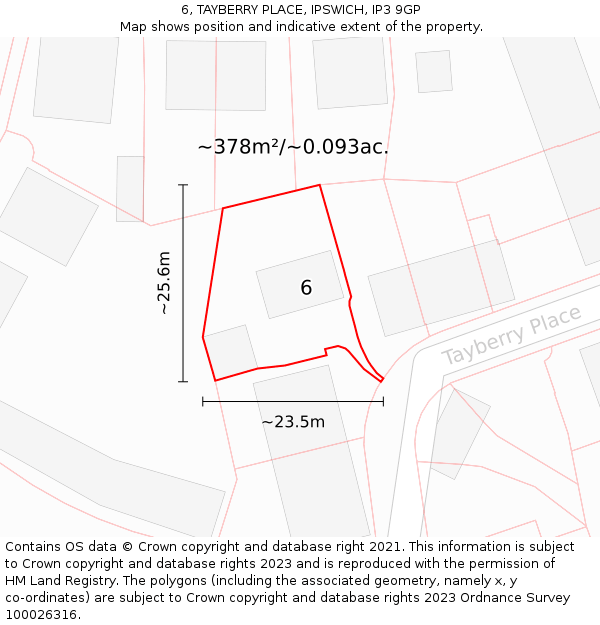 6, TAYBERRY PLACE, IPSWICH, IP3 9GP: Plot and title map