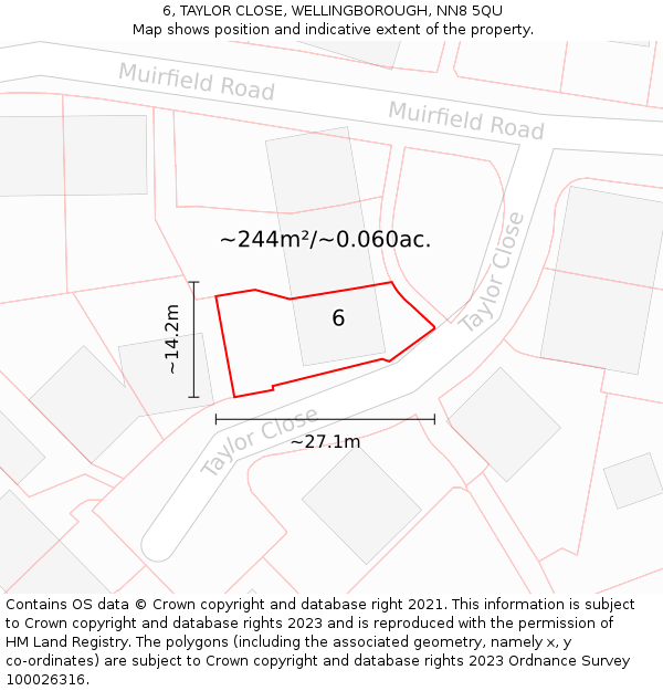 6, TAYLOR CLOSE, WELLINGBOROUGH, NN8 5QU: Plot and title map