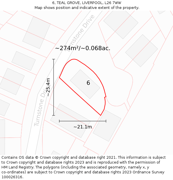 6, TEAL GROVE, LIVERPOOL, L26 7WW: Plot and title map