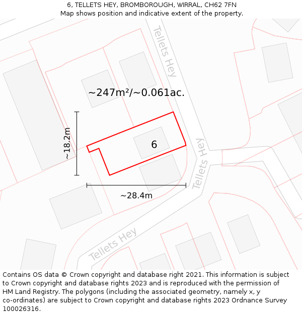 6, TELLETS HEY, BROMBOROUGH, WIRRAL, CH62 7FN: Plot and title map