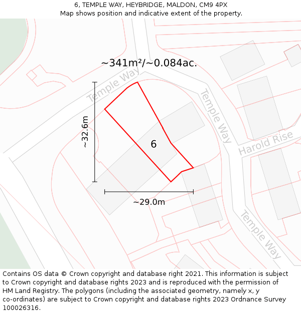 6, TEMPLE WAY, HEYBRIDGE, MALDON, CM9 4PX: Plot and title map