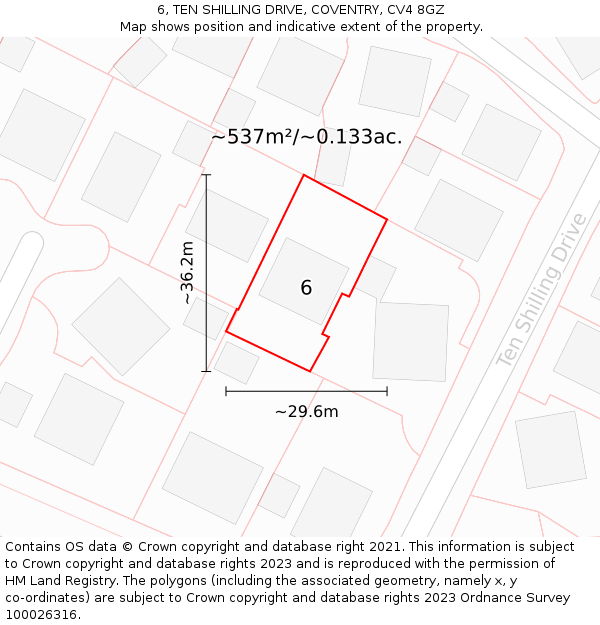 6, TEN SHILLING DRIVE, COVENTRY, CV4 8GZ: Plot and title map