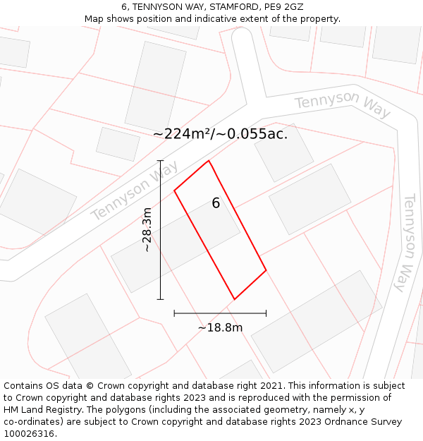 6, TENNYSON WAY, STAMFORD, PE9 2GZ: Plot and title map