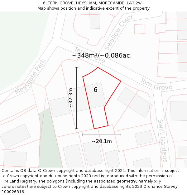 6, TERN GROVE, HEYSHAM, MORECAMBE, LA3 2WH: Plot and title map