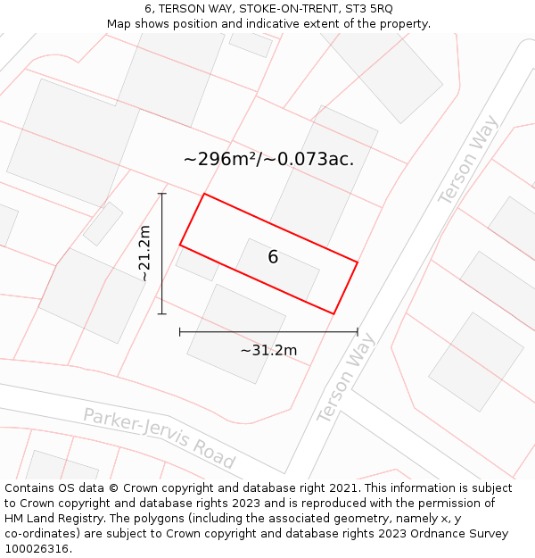 6, TERSON WAY, STOKE-ON-TRENT, ST3 5RQ: Plot and title map