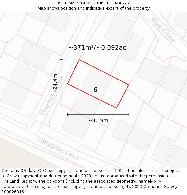 6, THAMES DRIVE, RUISLIP, HA4 7AY: Plot and title map