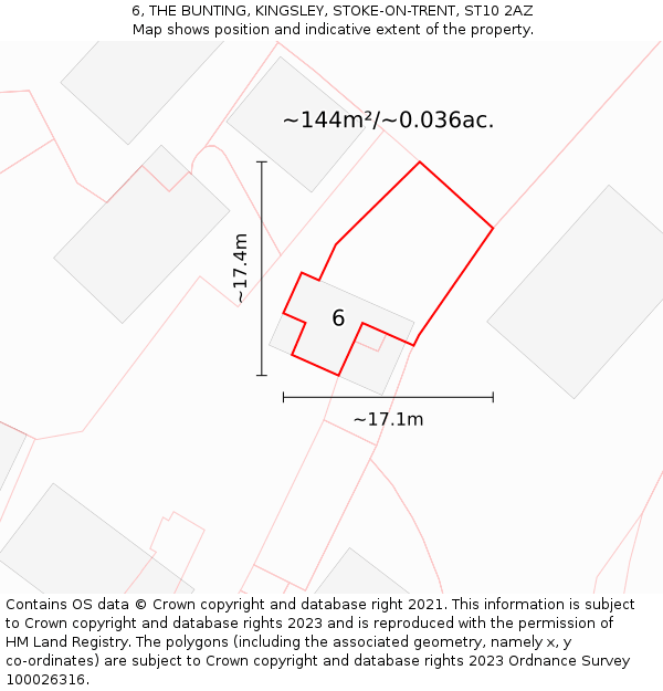 6, THE BUNTING, KINGSLEY, STOKE-ON-TRENT, ST10 2AZ: Plot and title map