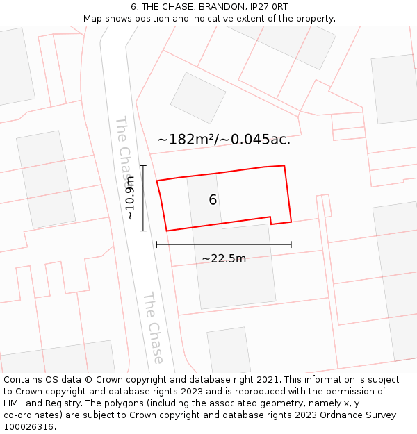 6, THE CHASE, BRANDON, IP27 0RT: Plot and title map