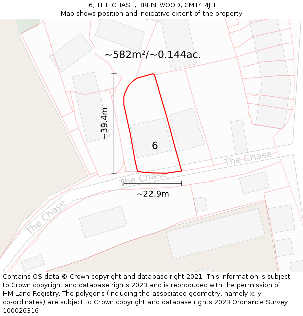 6, THE CHASE, BRENTWOOD, CM14 4JH: Plot and title map