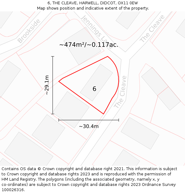 6, THE CLEAVE, HARWELL, DIDCOT, OX11 0EW: Plot and title map