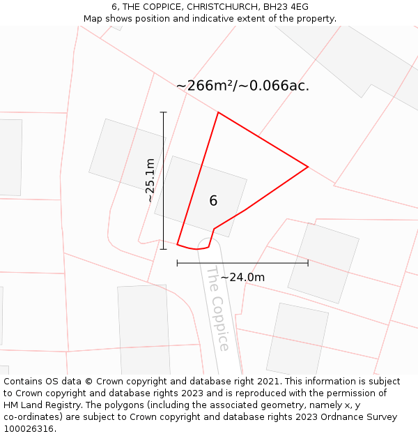 6, THE COPPICE, CHRISTCHURCH, BH23 4EG: Plot and title map