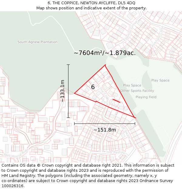6, THE COPPICE, NEWTON AYCLIFFE, DL5 4DQ: Plot and title map