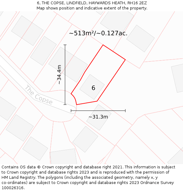 6, THE COPSE, LINDFIELD, HAYWARDS HEATH, RH16 2EZ: Plot and title map