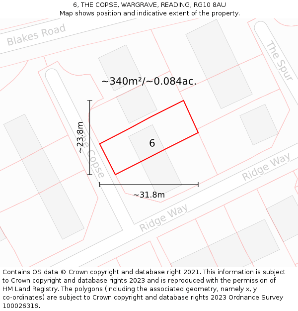 6, THE COPSE, WARGRAVE, READING, RG10 8AU: Plot and title map