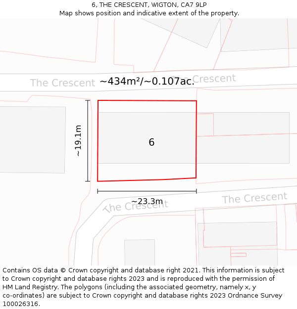 6, THE CRESCENT, WIGTON, CA7 9LP: Plot and title map