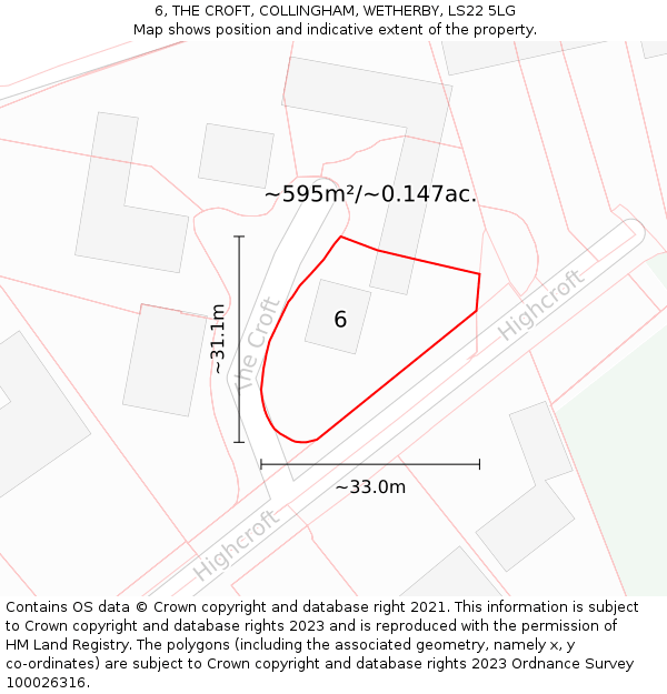 6, THE CROFT, COLLINGHAM, WETHERBY, LS22 5LG: Plot and title map