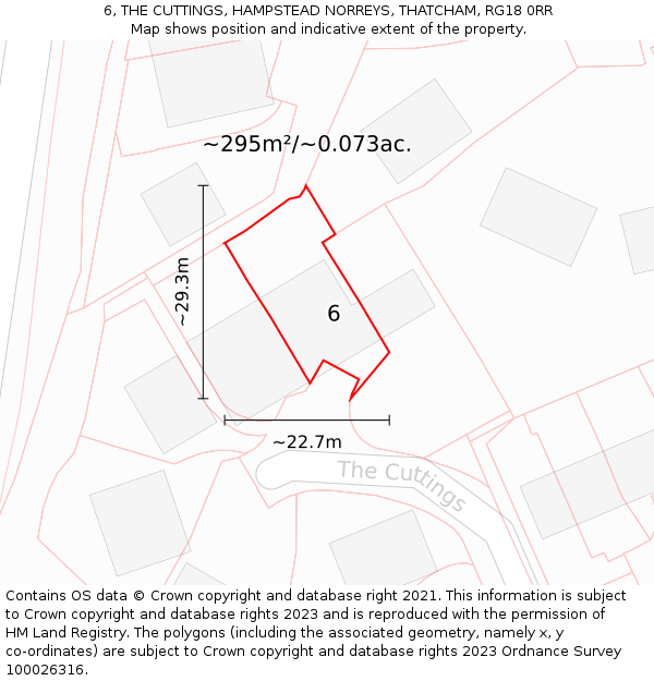 6, THE CUTTINGS, HAMPSTEAD NORREYS, THATCHAM, RG18 0RR: Plot and title map