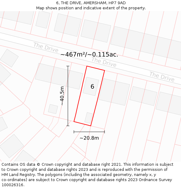 6, THE DRIVE, AMERSHAM, HP7 9AD: Plot and title map