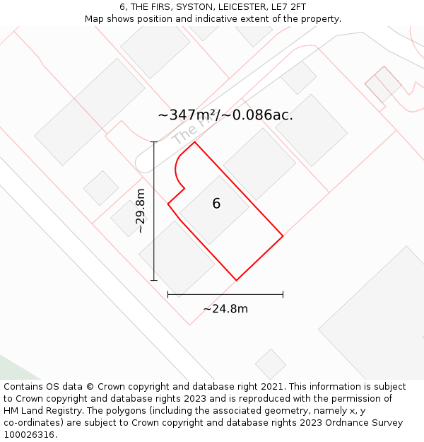 6, THE FIRS, SYSTON, LEICESTER, LE7 2FT: Plot and title map