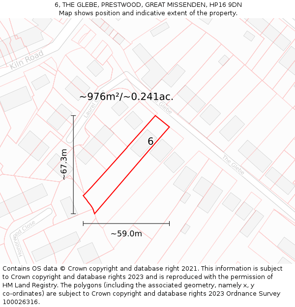 6, THE GLEBE, PRESTWOOD, GREAT MISSENDEN, HP16 9DN: Plot and title map