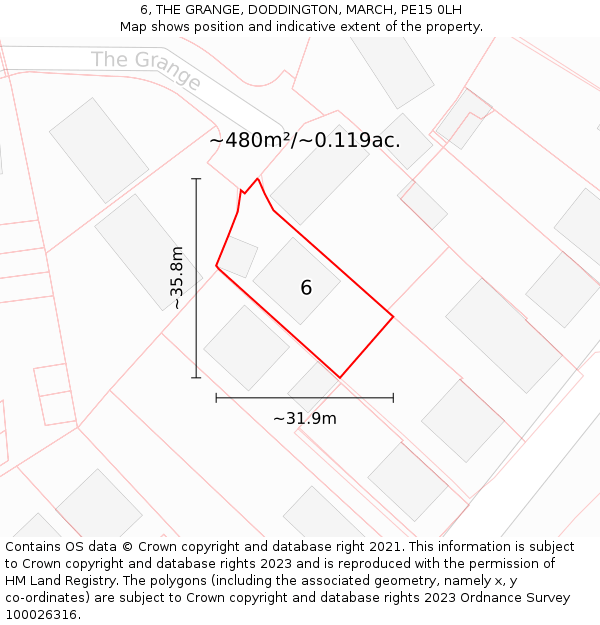 6, THE GRANGE, DODDINGTON, MARCH, PE15 0LH: Plot and title map